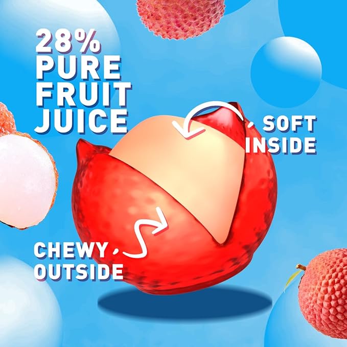 Happy Global Kozed Peelable Gummy Candy Lychee Flavors 3 Pack, Fun Fruity Role Party Snack, Chewy Sweet Treat with Juicy Flavor,Halal-Certified Holiday Gifts
