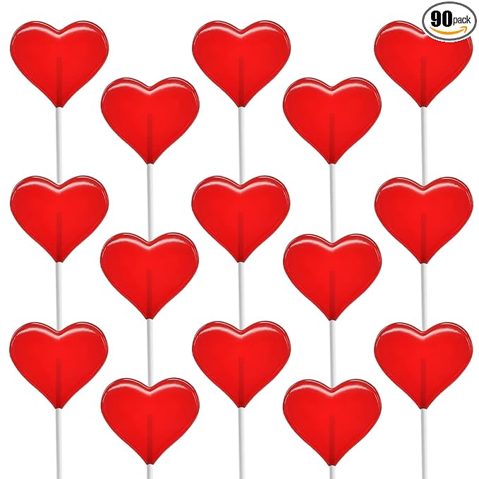 Fruidles Valentine's Heart Lollipops Candy, Red Heart Shaped Hard Candy Lollipop Suckers, Individually Wrapped, 12g Lollipop (2 Pounds)