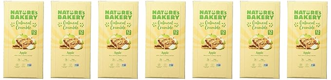 Nature's Bakery Nature’s Bakery Oatmeal Crumble Bars, Apple, Real Fruit, Vegan, Non-GMO, Breakfast bar, 7 boxes with 12 twin packs (Pack of 2)