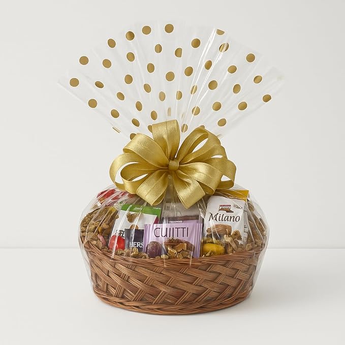 Gourmet Gift Basket for Women, Kids, Clients, Birthday, Sympathy, Holidays - with Assorted Chocolate, Cookies, Snacks, and More - Beautifully Wrapped and Presented with Double Bow (Salvy Special)