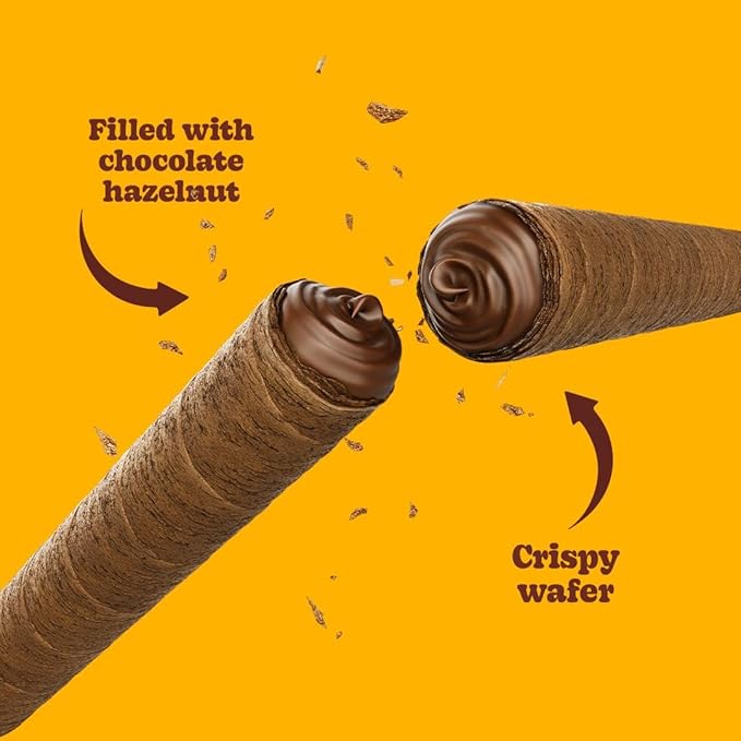 Bauducco Wafer Rolls, Chocolate Hazelnut, 14.1 oz (Pack of 1) - Crispy Cream-Filled Cookies - Gourmet Rolled Wafer Sticks - Premium Dessert Treat - Perfect for Coffee, Parties & Gift Baskets - Family Sharing Snack