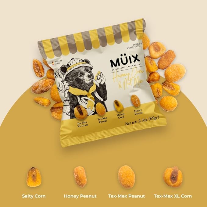 Müix Snacks, Premium Snack Mix: Variety Pack (Honey, Exotic, and Rustic Mix) - 2.3 Ounce Bags (Pack of 6 Bags), Snack Mix, Bold and Unique Flavors, Premium Trail Mix