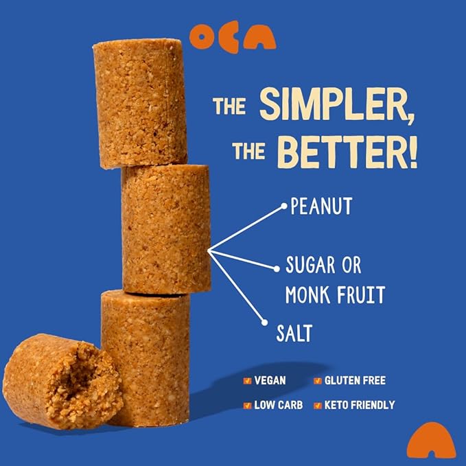 OCA Peanut Butter Bites - 2 pack - 20 Individual Servings - Organic ingredients and 30g of Protein per pack. Vegan, Gluten-Free, Keto-Friendly, Low Carb, Plant-Based Protein. Only Three Ingredients - 10oz