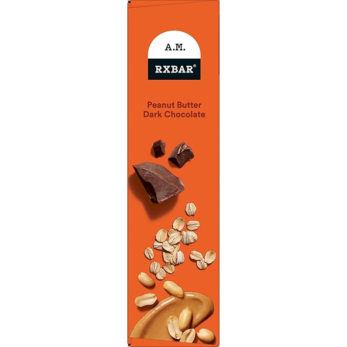 RXBAR A.M. Protein Bars, Gluten Free Snacks, Breakfast Snacks, Peanut Butter Dark Chocolate, 9.7oz Box (5 Bars) (Pack of 2)