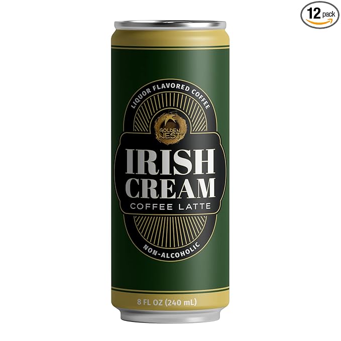 Golden Nest Liquor-Flavored Coffee Latte | Ready to Drink Liquor-Inspired Non-Alcoholic Creamy Beverage | All Natural No Preservatives | 8 Fl Oz Can (Irish Cream, 8 Fl Oz (Pack of 12))