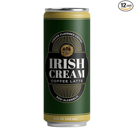 Golden Nest Liquor-Flavored Coffee Latte | Ready to Drink Liquor-Inspired Non-Alcoholic Creamy Beverage | All Natural No Preservatives | 8 Fl Oz Can (Irish Cream, 8 Fl Oz (Pack of 12))