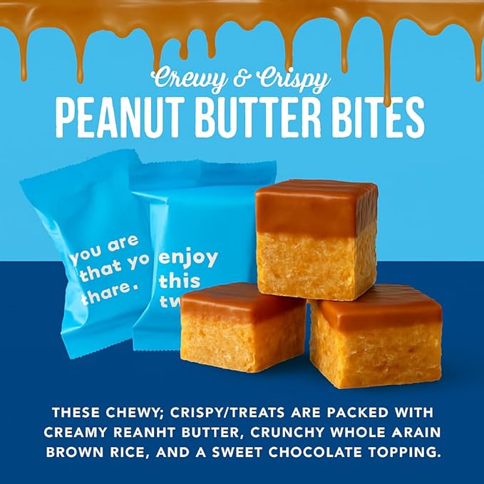 For Noshers Only Peanut Butter Bites - Gluten-Free, Vegan, Kosher Snacks - Coated, Healthy Snack Bites - Whole Grain Brown Rice - No Artificial Ingredients - Individually Wrapped, Low-Calorie - Pack of 8, Caramal