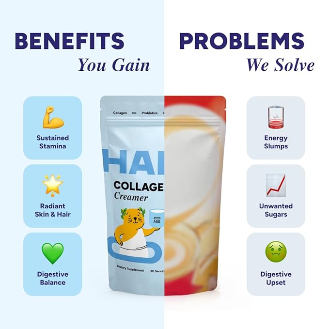 HABIT ONE Collagen Protein Creamer for Coffee with Probiotics, Creatine & MCT Oil - Dairy Free Coconut Topper for Mushroom Coffee - Made in USA - 30 Servings