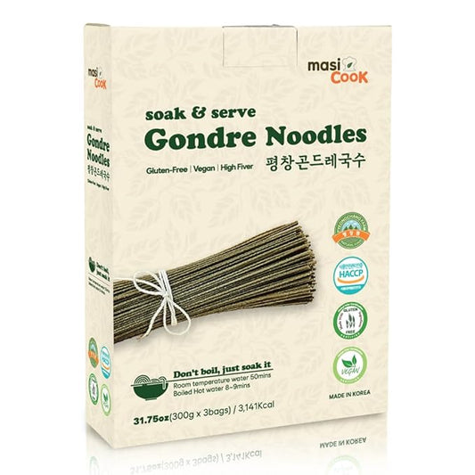 masi Cook Pyeongchang Gondre Noodles Non fried Guksu, Noodle Korean Food 곤드레국수 300g x 3packs (31.75oz / 3,141Kcal)
