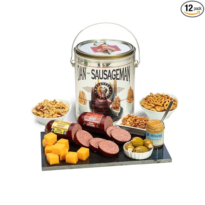 Dan the Sausageman Signature Gifts: Ready-to-Serve Gourmet Snack Basket | Premium Beef Summer Sausage and Cheese (Perfect Palate)