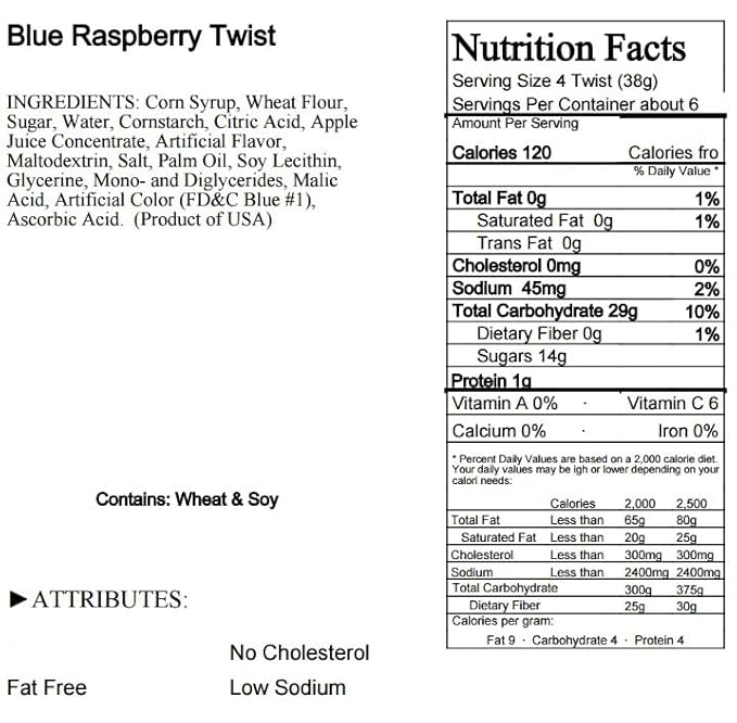 Blue Raspberry Licorice Twists - Fat-Free Old Fashioned Gourmet Blue Raspberry Licorice Candy - Soft & Chewy Texture with Bold Fresh Flavor - Licorice Candy - (8 oz)