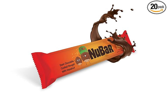 EverBar - Dark Chocolate Covered Hazelnut Nubar, 20 Count | Non-GMO, Dark Chocolate Covered Hazelnut Nubar | On the Go | With Coffee or Tea | Healthy Snack | Bite-Size Premium Nubar 20 Count (Pack of 1)