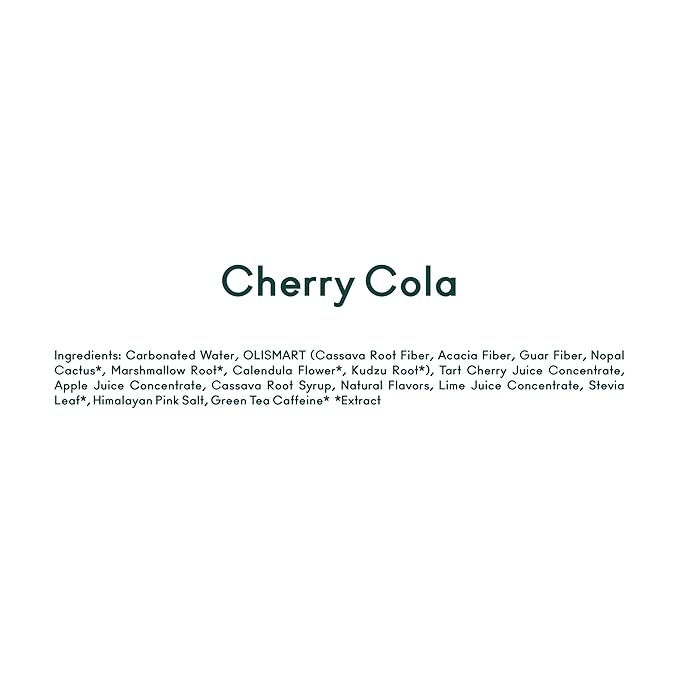 OLIPOP Prebiotic Soda Pop, Cherry Cola, Pantry Pack Packed with Prebiotics, Fiber, and Botanicals, Gluten Free, Vegan, GMO Free, 12oz Skinny (12-Cans)