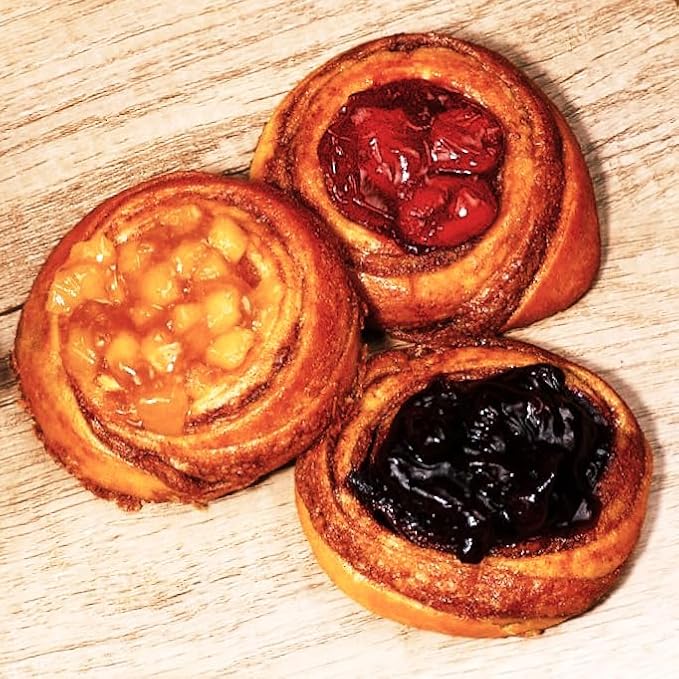 STERN'S BAKERY Fruit Danish Pastry [12 Count] | ASSORTED Fruit Filled Cinnamon Buns for Thanksgiving Gifts, Christmas Food Gifts | Delicous Breakfast Pastries | Kosher, Dairy Free & Nut Free
