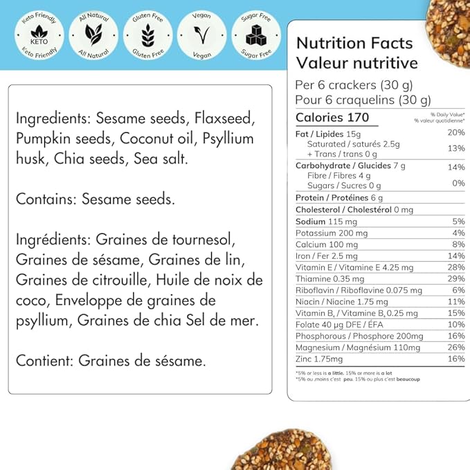 Super Seed Crackers, Gluten Free & Keto Friendly Healthy Snacks, Vegan, Zero Sugar, Paleo & Diabetic Friendly, Nut Free, 20g High Protein, 18g High Fiber, 3.56oz Each, 4-Pack, Original