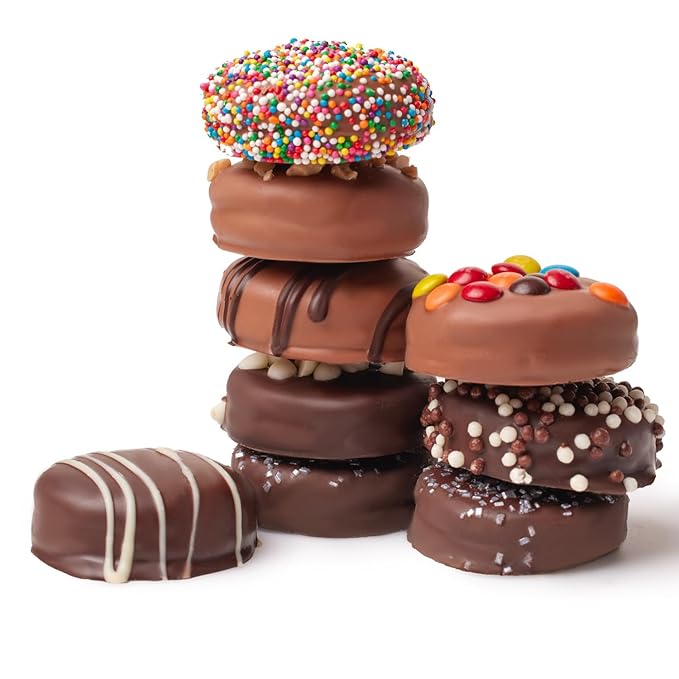 CRAVINGS BY ZOE Valenties Day and Birthday Chocolate Covered Cookies Gift Basket | 6 Count | Kosher Milk & Dark Belgian Chocolate Gourmet Food Gift Box | Thank You, Candy Gifting Men Women Him Her Mom