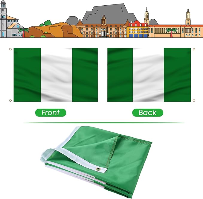 AhfuLife 2 Pcs Nigeria Flag 3x5 Ft, Large Nigeria National Flags for Outside - Double Side with Brass Eyelets for World Cup Party Decorations, Bar Garden Street Decoration Indoor Outdoor