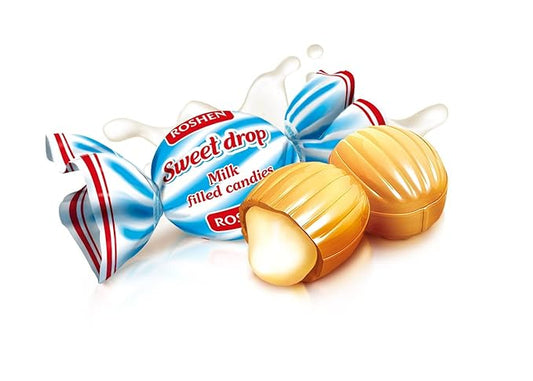 Roshen Caramel Candy Sweet Drop with Milky Filling, Kosher and Halal, Delicious, Flavorful Sweets Bulk Candy 1kg/2.2lb
