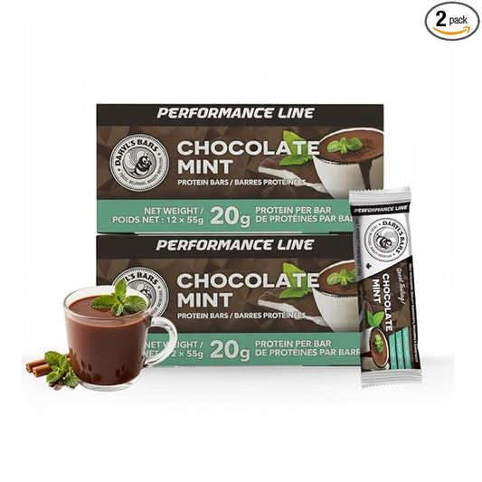 Daryl's Bars, Chocolate Mint On the Go Whey Protein Bars, Gluten Free, Low Sugar, Protein Snack, Meal Replacement, Pack of 2