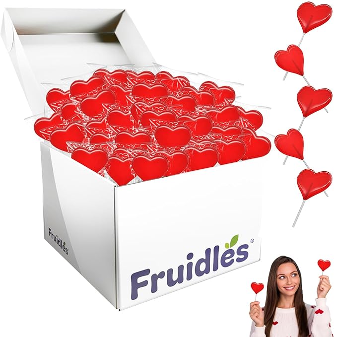 Fruidles Valentine's Heart Lollipops Candy, Individually Wrapped, 12g Lollipop (20 Pounds (Bulk))
