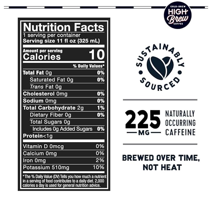High Brew Coffee | Triple Shot Cold Brew Variety Pack – Vanilla Bean, Black & Espresso | Lightly Sweetened Iced Coffee with Pure Cane Sugar, 225mg Natural Caffeine, Low-Acid, Ready-to-Drink (8 oz Cans, Pack of 12)