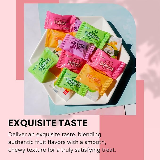 Japanese and Korean Candy Variety Gift Box - Korean, Japanese, Chinese, Taiwanese, and Vietnamese Snacks, 2.1 lb bulk, 200 individually wrapped gummies, taffy, chews, and hard candies