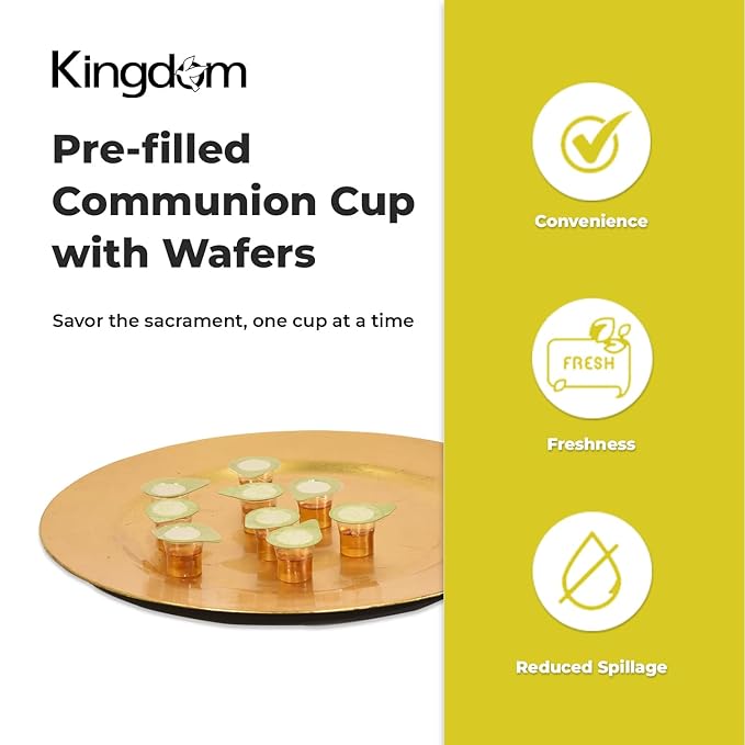 Kingdom Prefilled Communion Cup with Wafers(250ct-white juice) Sealed in a Single-Serving Container with Upto 1-Year Shelf Life,Perfect for Holy Eucharist Celebration in Hospitals,Summer Camps, & More