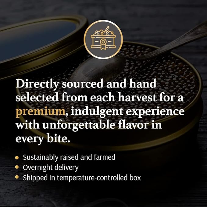 OLMA Imperial Caviar Gift Set - 4 oz (112g) of Caviar, Includes: Beluga, Osetra Caviar, White Sturgeon, Siberian Osetra Aurora & Serving Spoon & Blinis - Superior Grade Fresh Roe Fish Eggs