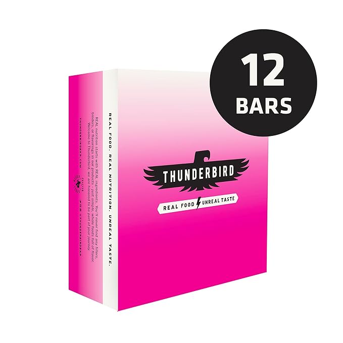 Thunderbird Bars Energy Snack, Gluten-Free with Protein, Healthy Real Food, Vegan Non-GMO, No Added Sugar (12 Count, 1.7 oz. Bars) (Peaut Butter Jelly)
