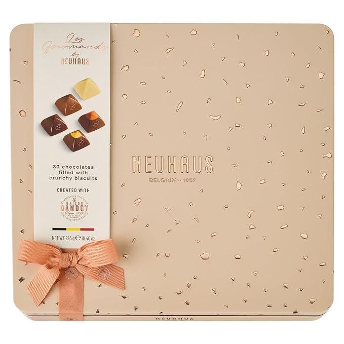 Neuhaus Belgian Chocolate "Les Gourmands" – 30 Pieces Assorted Milk, White & Dark Chocolate Pralines – Crunchy Artisanal Biscuits - Gourmet Chocolate Gift