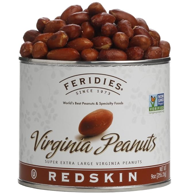 FERIDIES Extra Large Salted Red Skin Peanuts, All Natural, No Preservatives, Kosher 9 Ounce (Pack of 4)