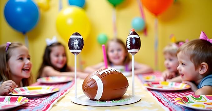 Football Lollipops Candy 20 Pack, Artificial Dye Free, Game Day Party Favors, Tailgate Snacks, Sports Party Supplies, Strawberry Flavor