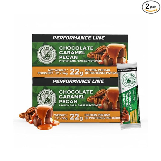 Daryl's Bars, Chocolate Caramel Pecan On the Go Whey Protein Bars, Gluten Free, Low Sugar, Protein Snack, Meal Replacement, Pack of 2