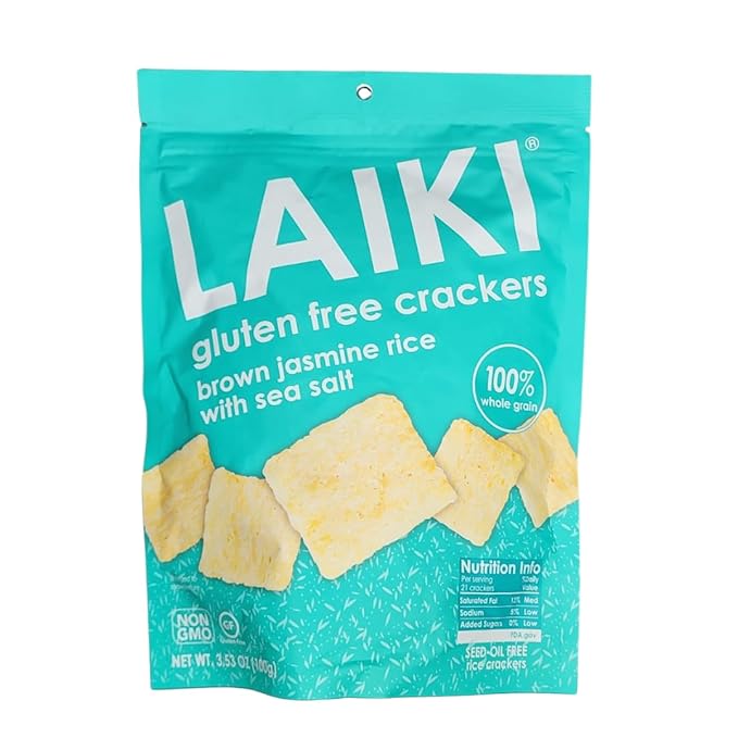 Rice Crackers - Gluten Free Snacks - Deliciously Light and Airy Crunch - Allergen-Friendly, Vegan, Non-GMO, FODMAP Friendly, Seed-Oil Free, Brown Jasmine Rice flavor - 3.53 Ounce Bag (Pack of 8)