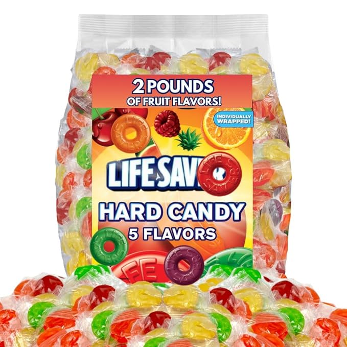 5 Flavors Hard Candy – Assorted Fruity Flavors – Individually Wrapped – 2 lb Bulk Bag