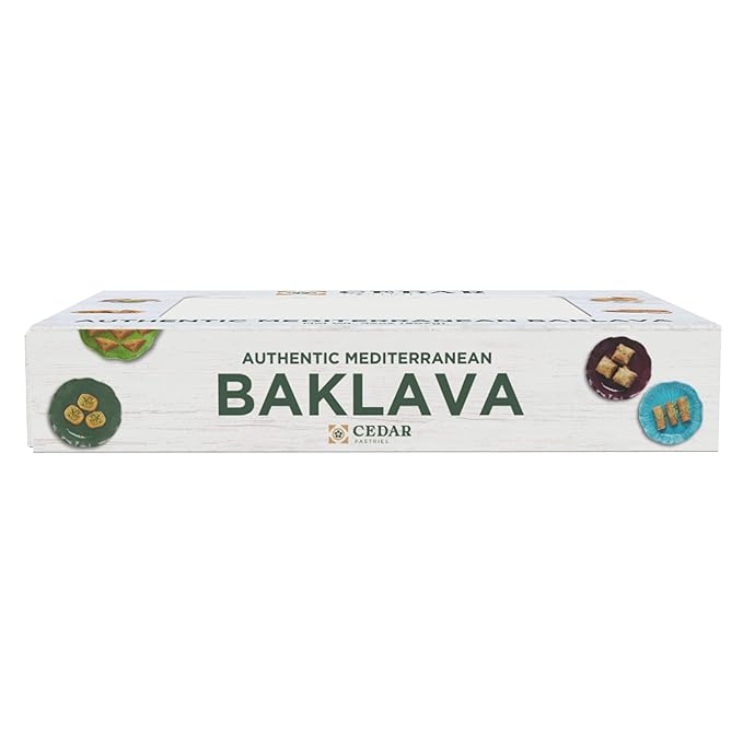 Cedar Pastries Assorted Mediterranean Baklava 33-Piece Large Box – Pistachio, Cashew & Walnut Bitesize Treats | Kosher & Halal Certified