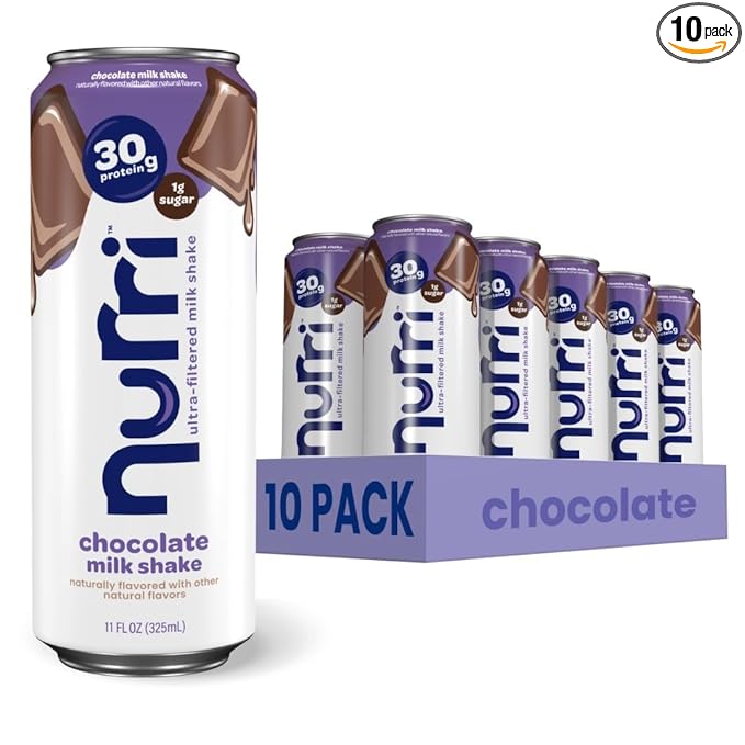 Nurri - 30g Protein Ultra Filtered Milk Shake – Chocolate - Lactose Free, Low Sugar, 150 Calories, 10 Vitamins and Minerals - 11 fl oz, 10 Cans