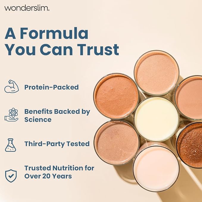 WonderSlim Meal Replacement Shake, Variety Pack, 15g Protein, 24 Vitamins & Minerals, Gluten Free (7ct)