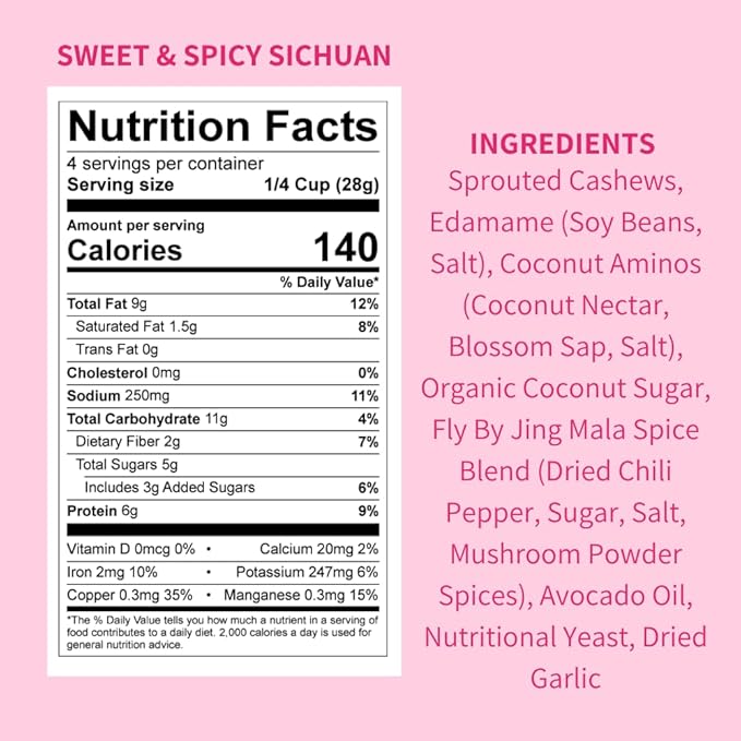 Daily Crunch Sprouted Cashews and Dehydrated nuts for a Unique Crunch, Keto Friendly, Non-GMO Zero Seed Oils, Gluten Free 4oz (6 Pack, Sichuan)