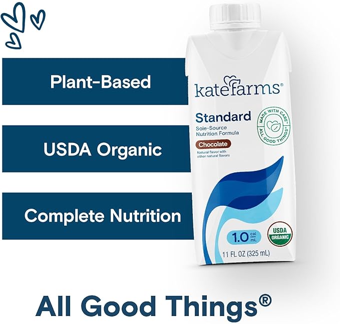 KATE FARMS Organic1.0 Chocolate Nutrition Shake, 16g Protein, 27 Vitamins and Minerals, Meal Replacement 11 oz (12 Pack)