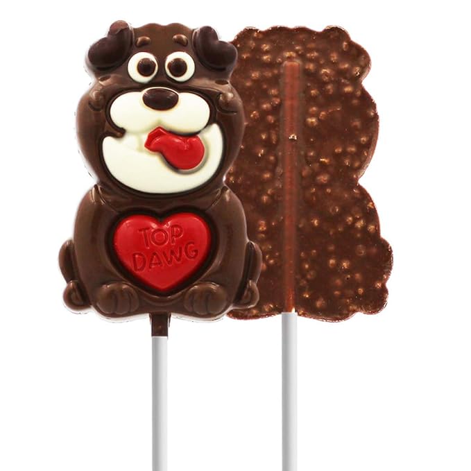 Valentine's Big Puppy Lollipop Holiday Treats 4-Pack Variety, Pop Party Bag Fillers, Individually Wrapped, Kosher Certified, 3oz Sucker Puppy