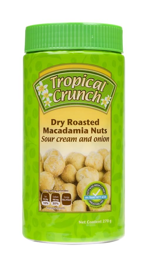Tropical Crunch Macadamia Sour Cream & Onion – Oven-Baked Gourmet Snack, Savory Flavor, 270g