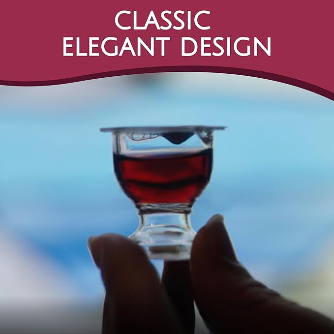 TrueVine Chalice Communion Cups and Wafer Set - Prefilled Cups w/Fresh Unleavened Bread & Grape Juice - Carefully Packaged & Easy to Open Elements for your Church Services, Fits in Trays (500 Count)