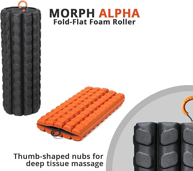 Brazyn Morph Foam Roller (Alpha-Midnight) Collapsible Travel Foam Roller for Back Pain Relief, Workout Muscle Recovery, Back Massager, Deep Tissue Leg Massage, Back Cracker, Stretcher; Small, Portable