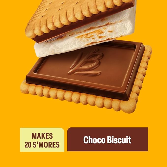 Bauducco Choco Biscuit S’mores Kit – Individually Wrapped Packs with Chocolate Biscuits and Marshmallows for Easy S’mores Making, 16.94 oz (Pack of 20)