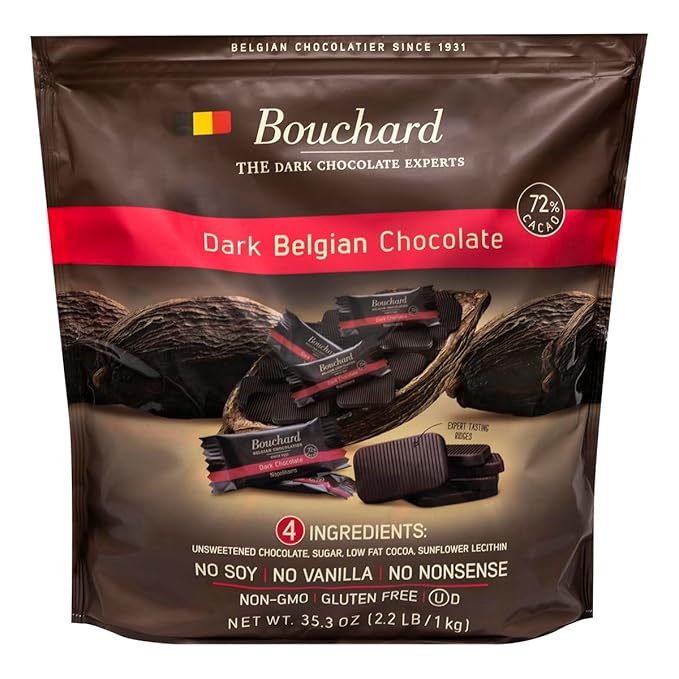 Bouchard Belgian Dark Chocolate Napolitains (72% Cacao) 35.3 OZ (2.2 LB/1KG)
