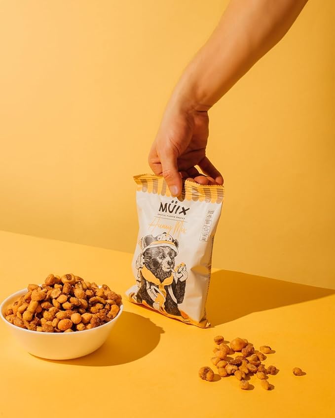 Müix Snacks, Premium Snack Mix: Honey Mix - 2.3 Ounce Bags (Pack of 16 Bags), Healthy Trail Mix, Snack Mix (XL Corn, TexMex Peanut, Honey Corn and Peanut)