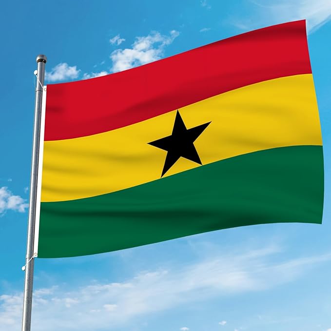 Ahfulife Ghana Flag 3x5 Ft, 1 Pc Large Ghanaian National Flags for Outdoor Indoor, Double Sided with Brass Eyelets for World Cup, Party, Garden, Bar, Street Decor