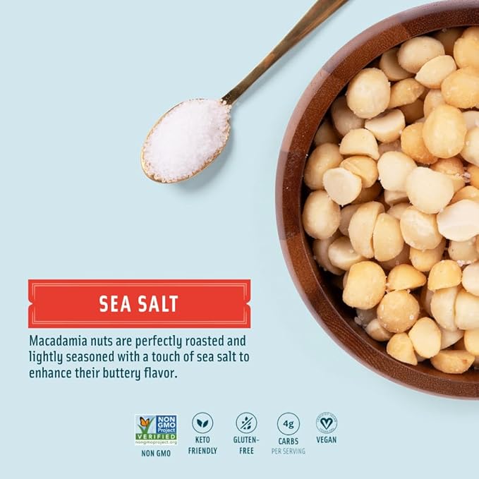 Mauna Loa Sea Salt Roasted Macadamia Nuts, 12 Pack of 1 oz Single Serve Snack Bags, Keto Friendly, Gluten Free, Healthy Hawaiian Snack