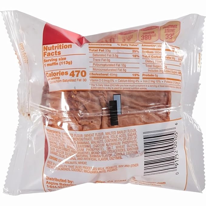 Otis Spunkmeyer Banana Nut Muffin, 4 Ounce, 24 Count Case